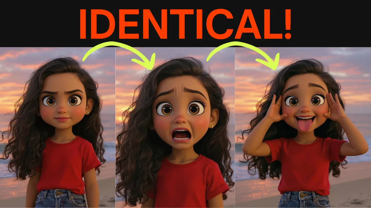 The same cartoon character in several expressions, all clearly the same person